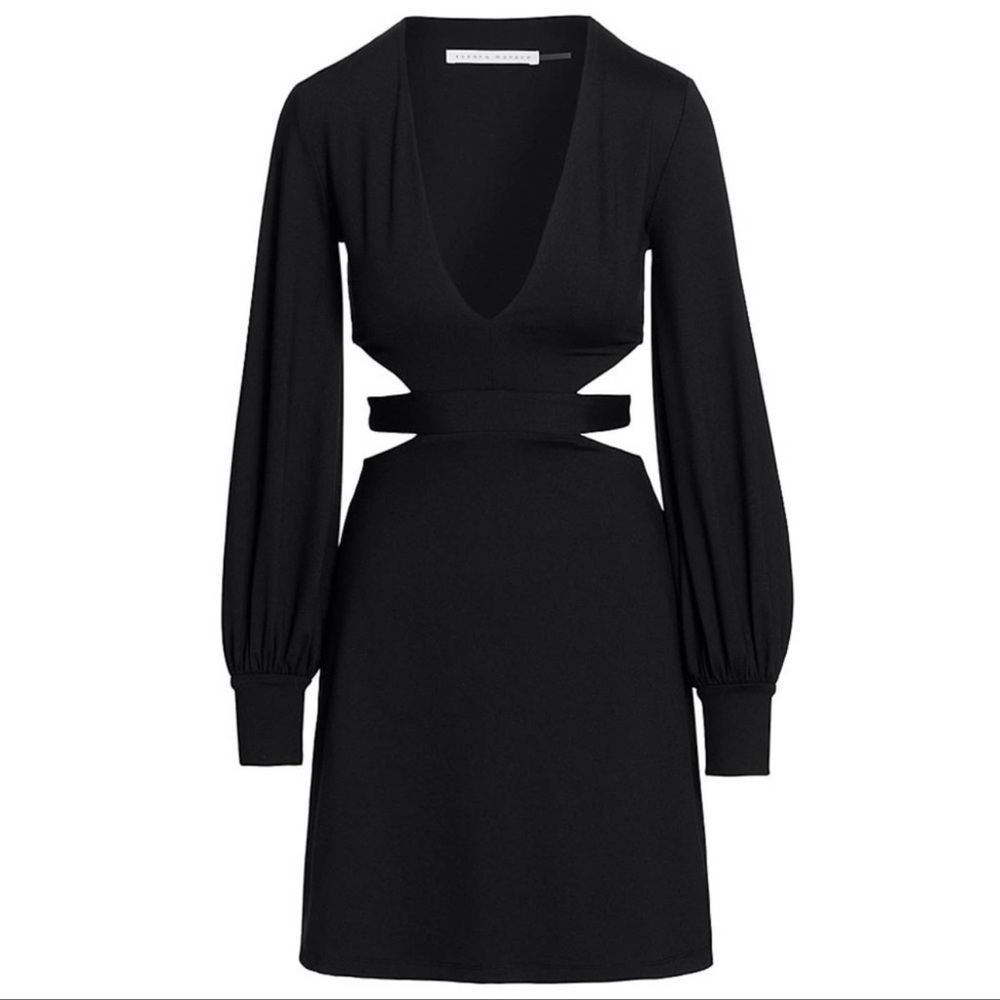 NWT Susana Monaco Black Deep V-Neck Cut out Back Dress Size Small - Picture 2 of 13